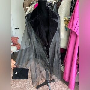 Sheer Evening Jacket with Velvet Trim